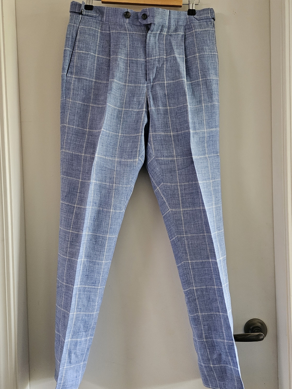 Banana Republic Light Blue LINEN Windowpane Dress Pants
